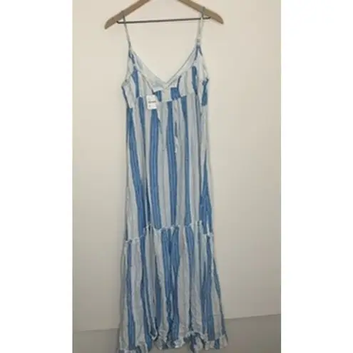 CP Shades CP Shade Free People Isabella Stripe Linen Maxi Dress Blue White Size XS Womens
