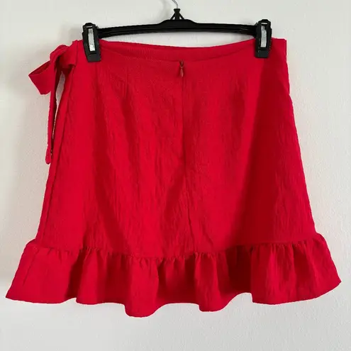 Pink Lily Red Wrap Mini Skirt Size Medium