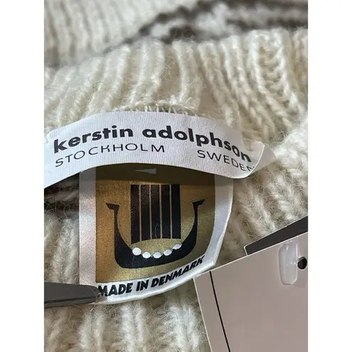 Kerstin Adolpson Scandia Neutral Color Patterned 100% Wool Sweater Sz 54 XL NWT Brown