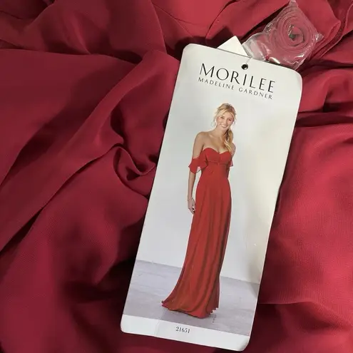 Morilee Madeline Gardner Formal Maxi Dress Sweetheart Flutter Sleeve Bridesmaid Red Size 18