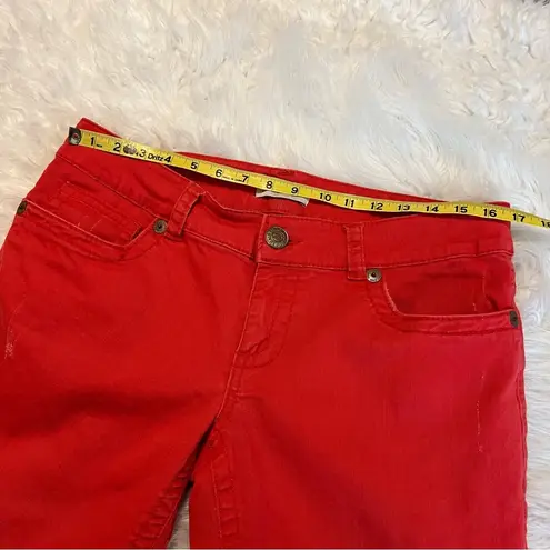 Seven7 Seven Distressed Denim Cropped Jeans Red Orange Color Women’s Size 12 READ Below