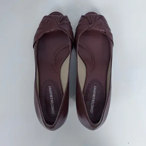 Johnston & Murphy Womens Shoes Size 7.5 Red Open Toe Slip On Heels Pumps