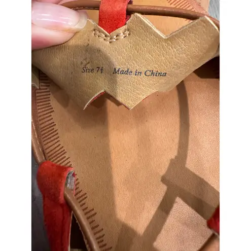 Dolce Vita Pedra Zigzag Suede Flat Wedge Bohemian Sandals Red/Brown Size 7.5 Red