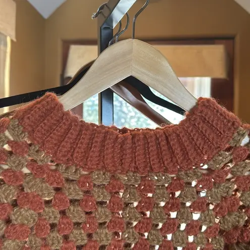 Handmade  Knit Rust Orange Camel & Tan Sweater Size Large thumbnail 4