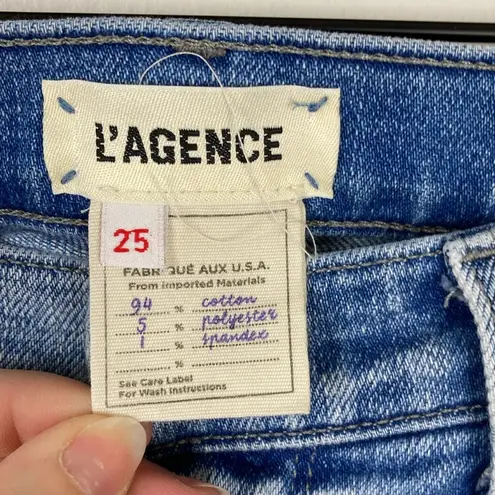 L'Agence El Matador French Slim Denim Jeans Light Wash Raw Hems Women’s Size 25