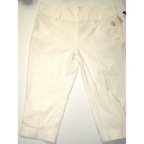 Oakley Womens 12 New NWT Golf Palm Capri Pants Pockets Long UPF 50 White Knee