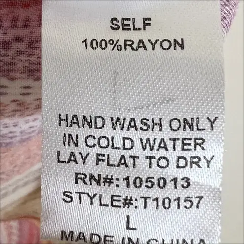 Savanna Jane Daria Aztec Embroidered Colorful Striped Woven Top Size Large Pink