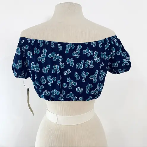 Reformation  off shoulder floral top in blue