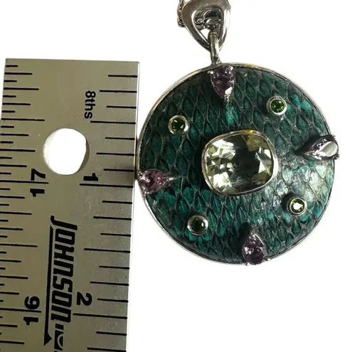 Chi by Falchi Sterling Prasiolite, Amethyst & Peridot Enamel Pendant Necklace