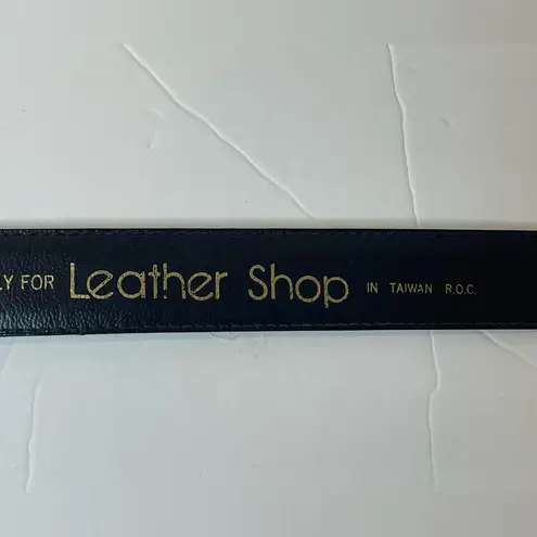 Vintage Leather Shop Women’s Dark Brown Designer Belt with Gold Buckle Size M Black Size M