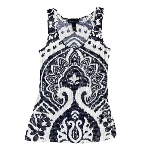INC I.N.C. International Concepts Sequin Sleeveless Top Sz Small Women’s Blue White