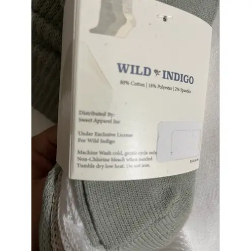 Wild Indigo Crew Slouch Socks 3 pairs White Beige Sage Shoe Size 4