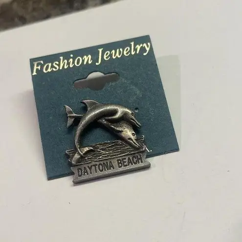NWT Pewter Dayton Beach Brooch Pin Florida Travel Pin