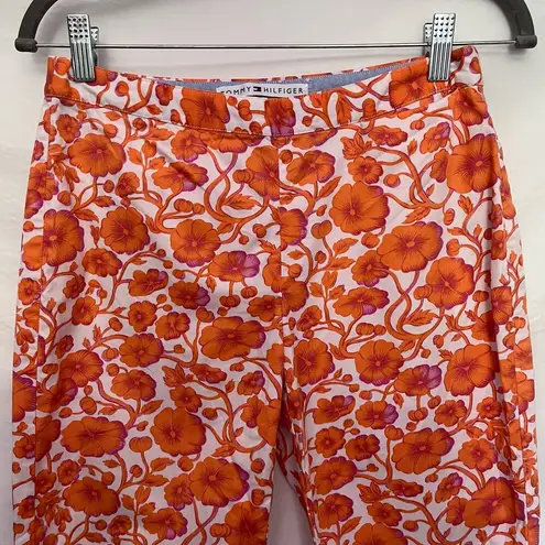 Tommy Hilfiger Vintage  Floral Crop Womens Pants Sz 2 Orange Tropical 2001