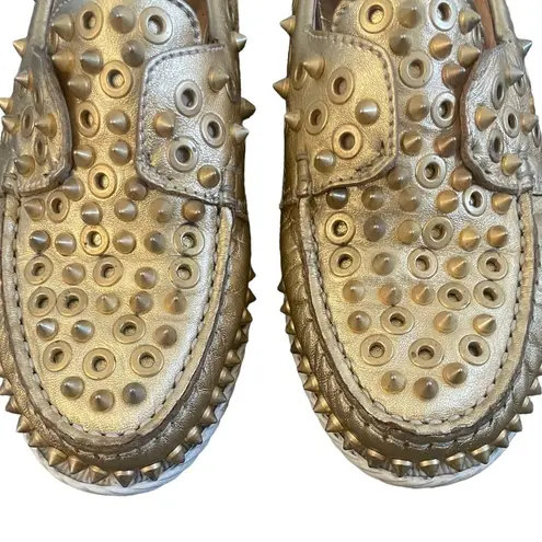 Christian Louboutin  Yacht Spikes Flat Boatshoes Nappa Gold 36.5