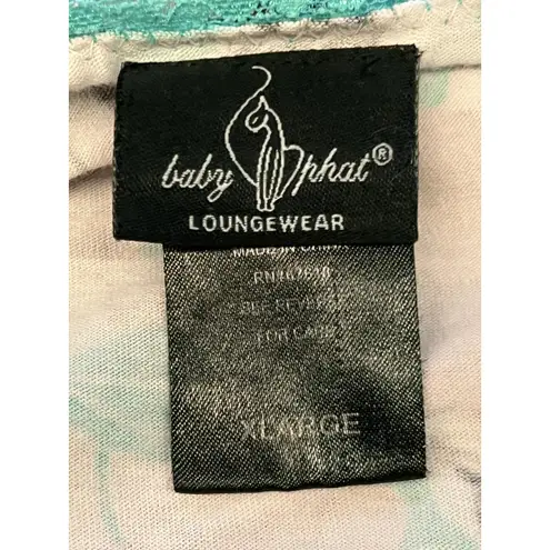 Baby Phat Loungewear Shirt Womens XL Blue Cat Print Lace Trim Cami Top