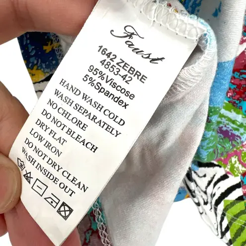 Faust Vintage Zebra Beaded Fringe Rainbow V