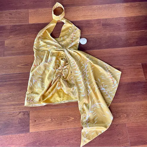 Camila Coelho Antonia Mini Dress in Gold Tropical REVOLVE size large NWT