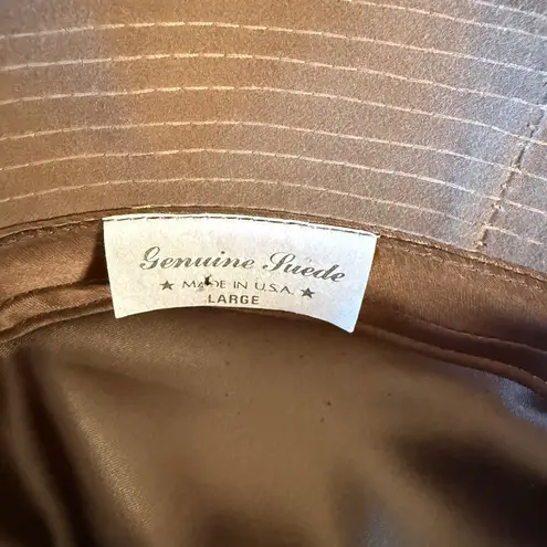 Vintage Suede Bucket Hat Large Brown Made in USA 90s Streetwear Totes Retro Tan