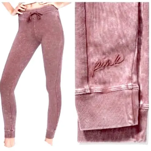 PINK by Victoria secret acid washed cotton campus drawstring yoga pants Sz Lg