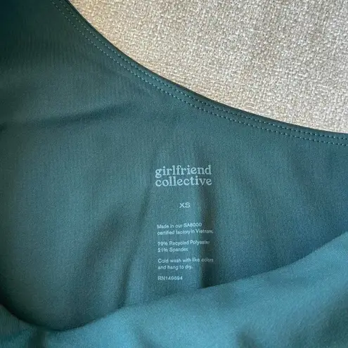 Girlfriend Collective Bianca One Shoulder Bra in Moss, Size X-Small