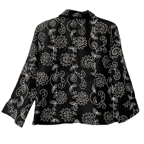 Bleu Bayou Women Size Medium Art to Wear 100% Silk Jacket Embroidered Designer