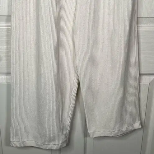 Om & Ah From The Earth Sz L / XL Ribbed Knit Lounge Pants White Wide Leg