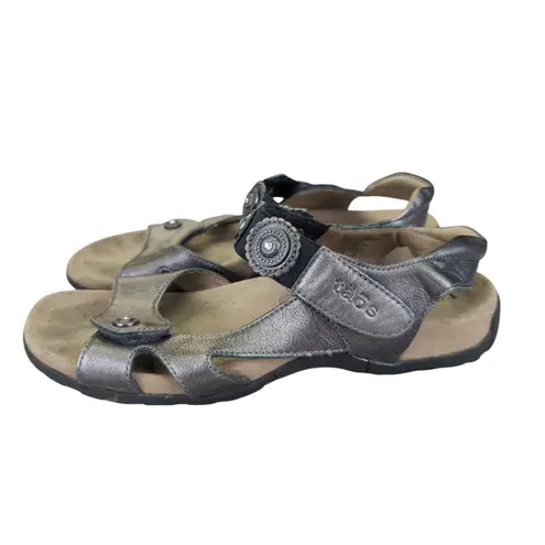 TAOS Eden 2 Pewter Metallic Leather Comfort Sandals Women's US 9 EU 40 Gray