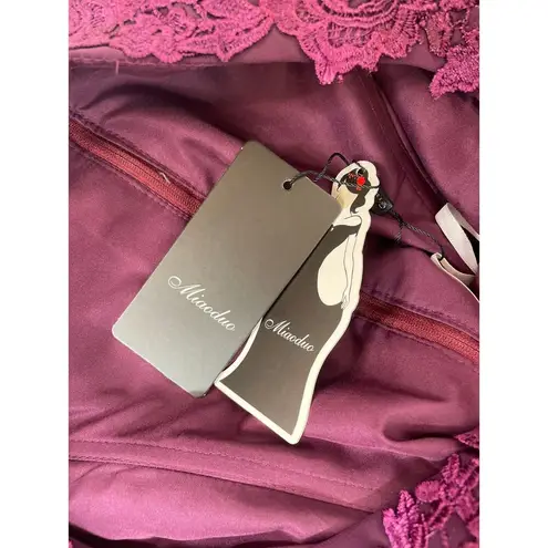 NWT Miao Duo Women’s Burgundy Gown Lace Fit And Flare Wedding Bridesmaid Size 12 Purple