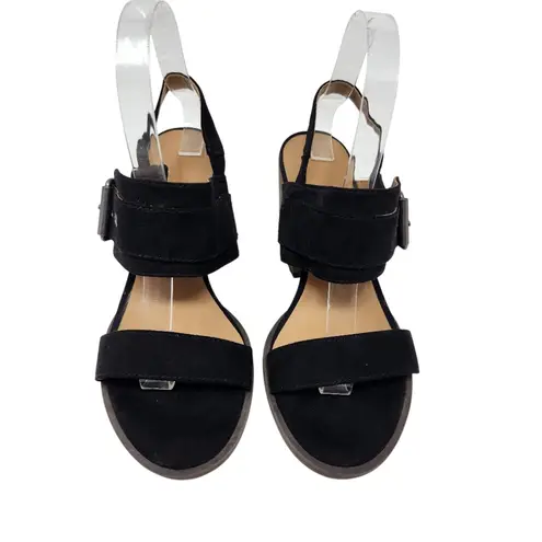Universal Threads Universal Thread Black Block Heeled Sandals Open Toe Faux Suede Shoes Size 7