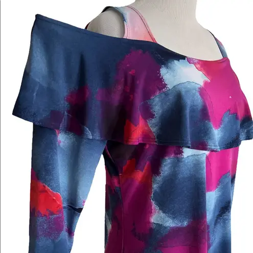 Clara Sun Woo Cold Shoulder Watercolor Top | Pink/Blue | Small