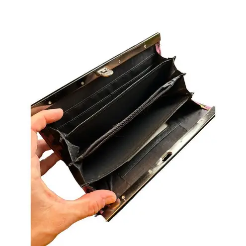 Vintage Pink & Black Leopard Print Clutch Wallet Pink