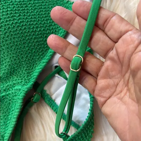 Green Crinkle Textured Bikini 2 Pc Size Small