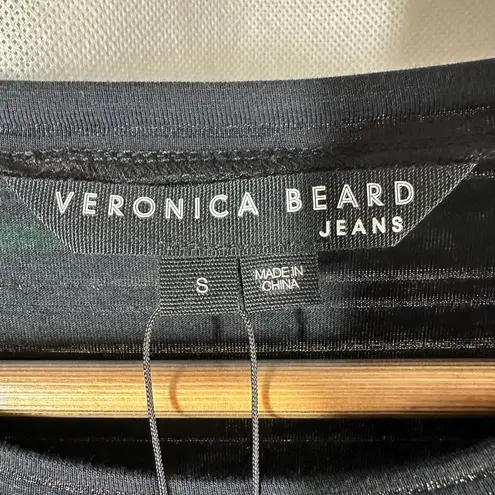 Veronica Beard Daphne Metallic Stripe Ruched Metallic Dress Black Green Small