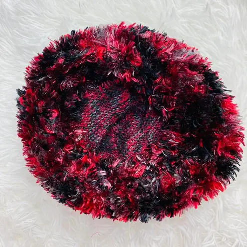 Vintage Y2K Red & Black Colorful Fuzzy Winter Hat