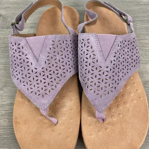 Vionic Lilac Purple Laser Cut Leather Nikki Back Strap Sandals Sz.10