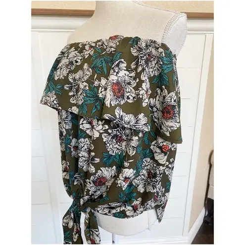 Cherish Aloha Women's Strapless Tropical Wrap Front Tie Poolside Coverup Top - S