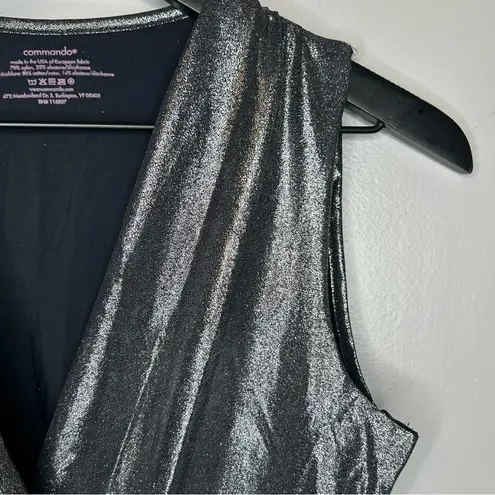 Commando Sparkle Faux Wrap Bodysuit In Gunmetal Shimmer Size M