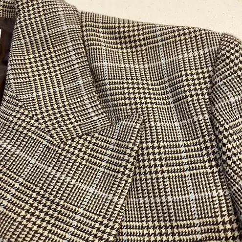 Petite Sophisticate Women's Plaid Wool Blend Blazer Double Breasted Size 6 Brown