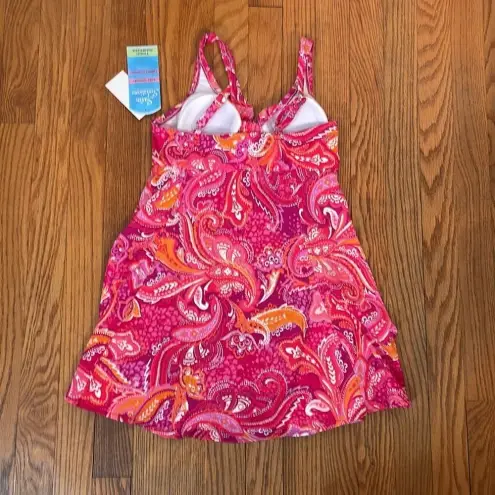 SWIM SOLUTIONS‎ Tummy Control Bow Front Swim Dress Swimsuit Pink Size 8
