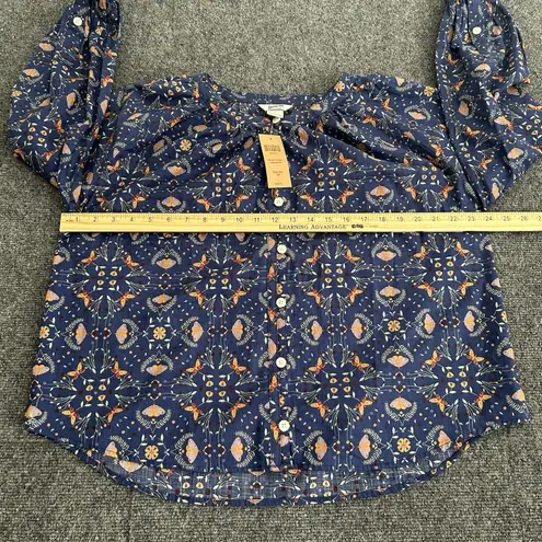 Duluth Trading Co. Women's Printmaker Lightweight Shirt Moth Print Sz Small NEW Blue