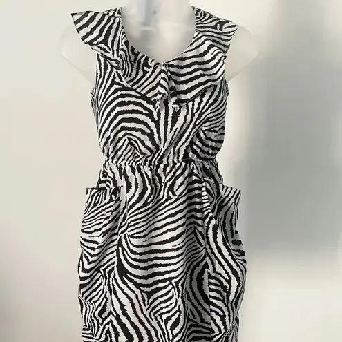 Wrapper zebra print chiffon dress with pockets