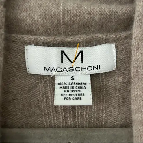 Magaschoni 100% Cashmere Taupe Knit Waterfall Open Cardigan Sweater S
