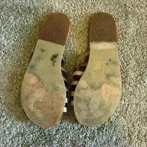 Ancient Greek Sandals Slides Strappy Gold Size 40 Light Gold