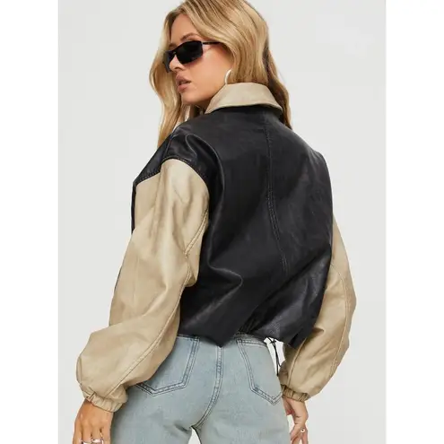 LIONESS  Nirvana Bomber in Camel XX-Small New Womens Vegan Faux Leather Jacket thumbnail 13