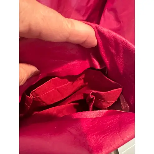 Vintage Rare Leather Fuchsia Pink High Rise Pleated Straight Leg Pants XS