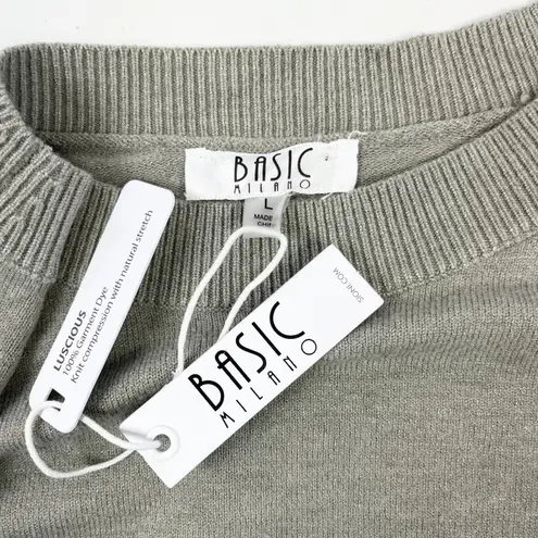 Basic Milano Women Sweater Large Balloon Sleeve Minimalist Old Money Luxury Knit Gray
