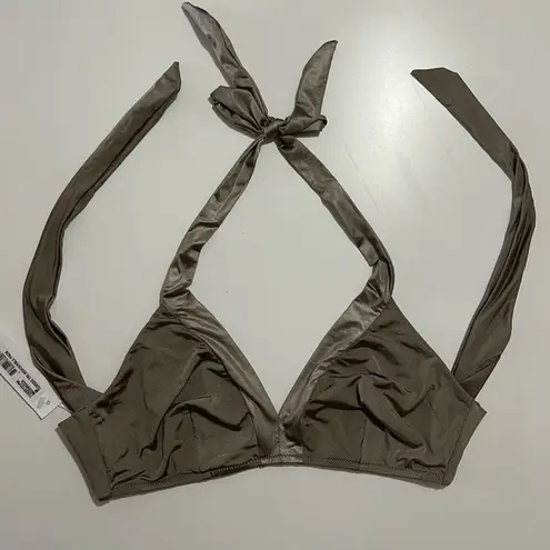 Cosabella Triangle Halter Bikini Top M Metallic Tuxedo Style NWT Minimalist