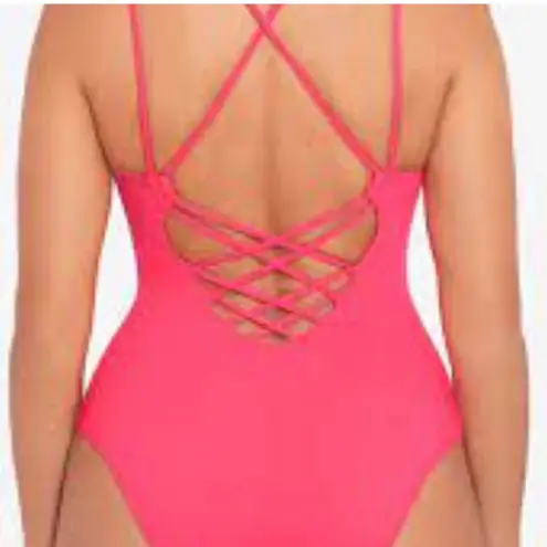 NWOT Skinny Dippers by MiracleSuit Swimsuit One Piece Suga Babe Lace Up Swimsuit Pink