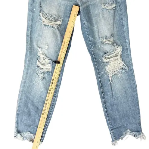 Judy Blue Distressed Raw Hem Blue Light Wash Boyfriend Jeans size 5 / 27